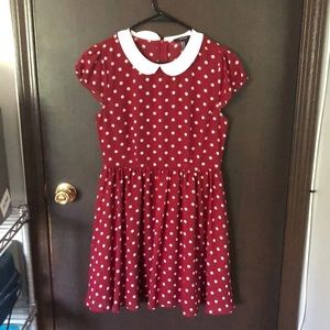 Forever21 Red Polka Dot Dress w/ Peter Pan collar
